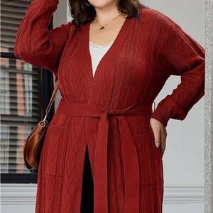 Hanna Nikole Women's Plus Size Long  Cardigan with Pockets Sz 16W